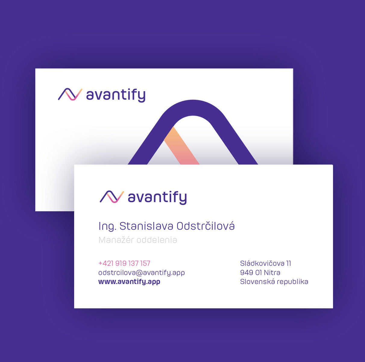 Avantify brand identity business card