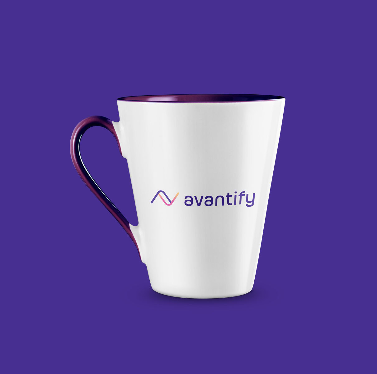 Avantify brand identity merch cup
