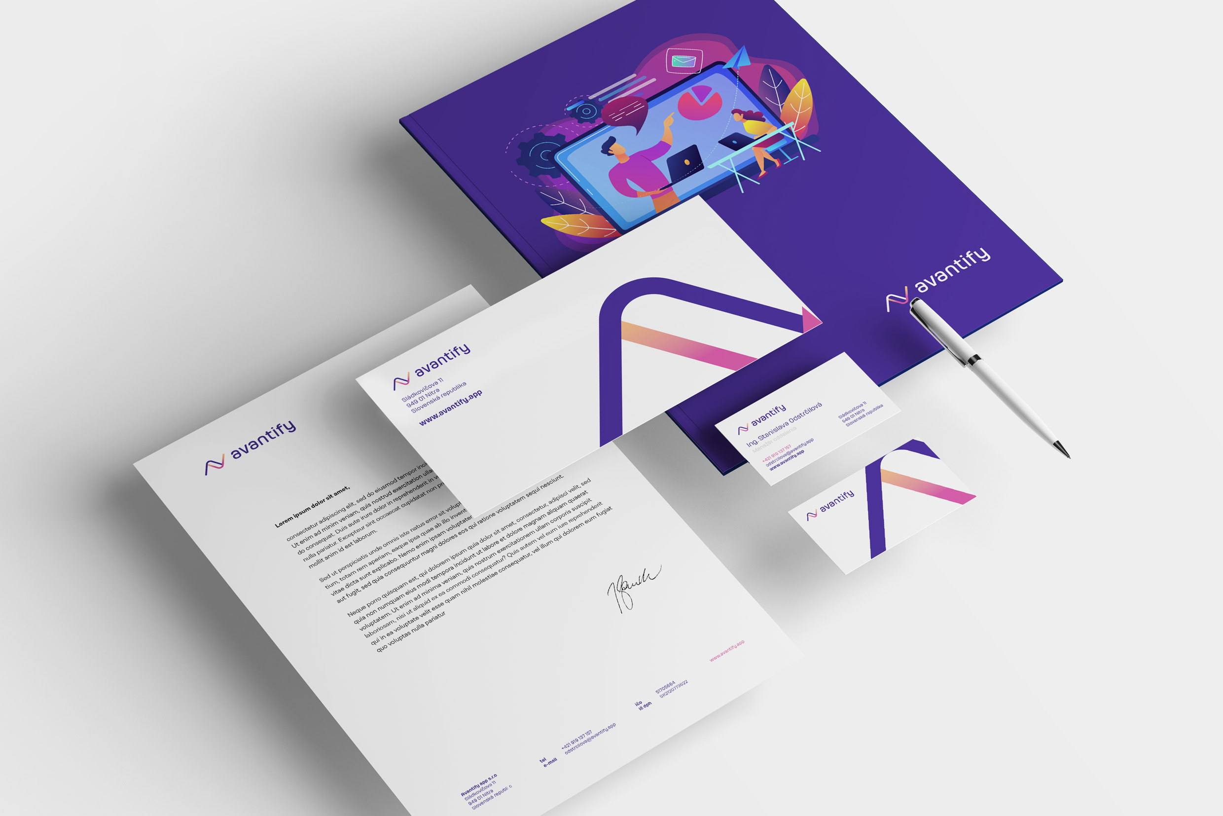 Avantify brand identity mockup